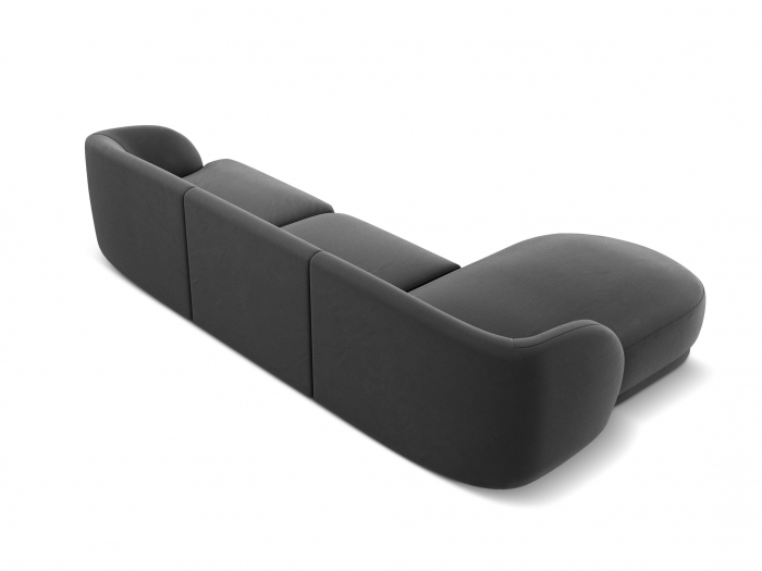 Coltar modular Miley tapiterie din catifea si colt pe partea stanga, gri [4]