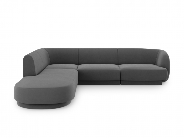 Coltar modular Miley tapiterie din catifea si colt pe partea stanga, gri [1]