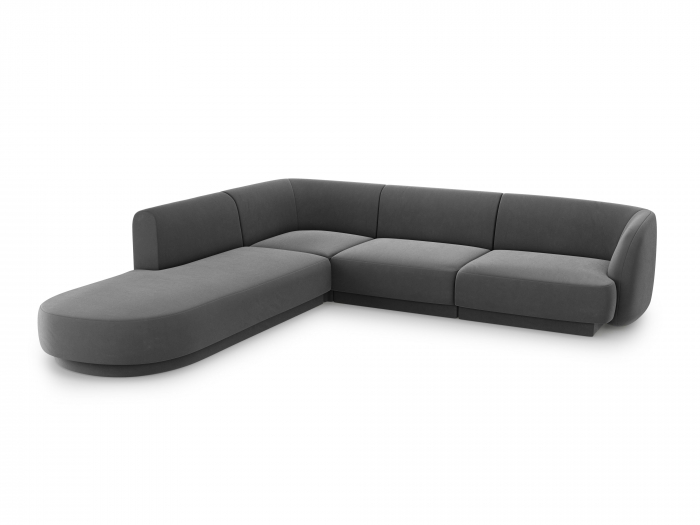 Coltar modular Miley tapiterie din catifea si colt pe partea stanga, gri [2]