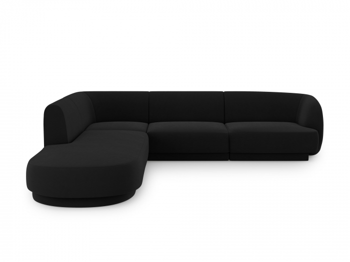 Coltar modular Miley tapiterie din catifea si colt pe partea stanga, negru [1]