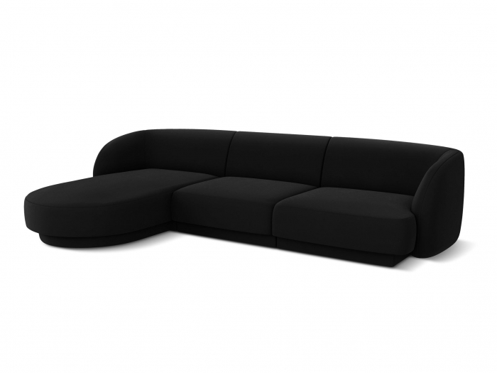 Coltar modular Miley tapiterie din catifea si colt pe partea stanga, negru [3]