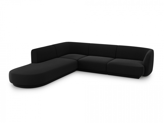 Coltar modular Miley tapiterie din catifea si colt pe partea stanga, negru [2]