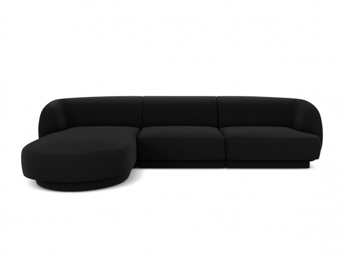 Coltar modular Miley tapiterie din catifea si colt pe partea stanga, negru [1]
