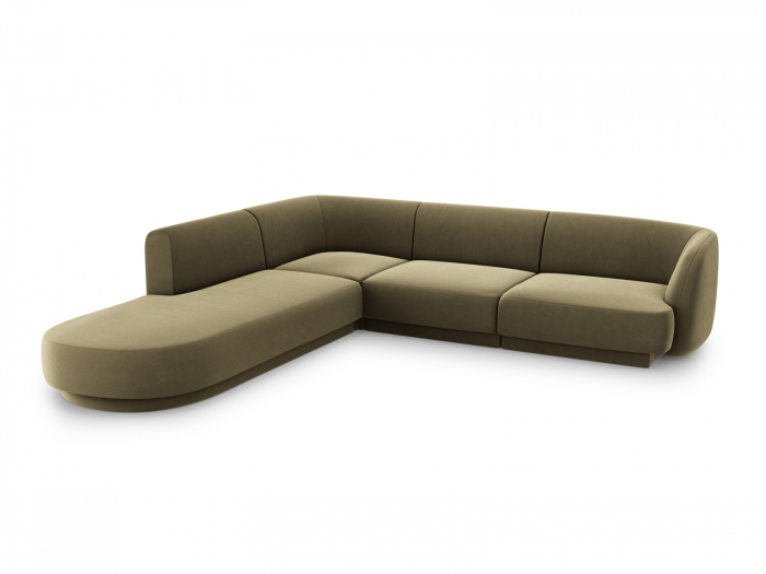 Coltar modular Miley tapiterie din catifea si colt pe partea stanga, verde [2]