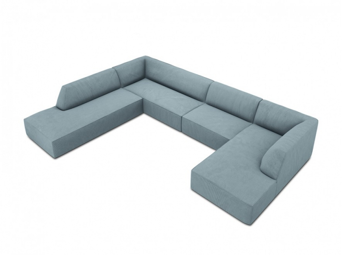 Colțar modular Ruby, cu 7 locuri colț pe partea stângă și tapițerie din catifea reiată [3]