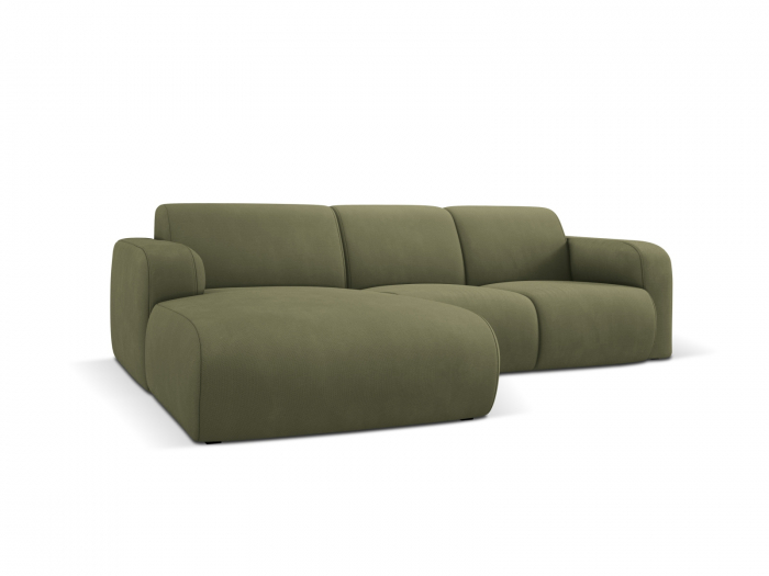 Coltar Molino cu 4 locuri, colt pe partea stanga si tapiterie din tesatura structurala, verde deschis [2]