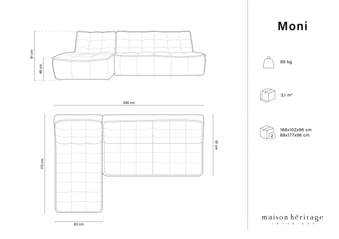 Coltar Moni cu 4 locuri, colt pe partea stanga si tapiterie din tesatura structurala [5]
