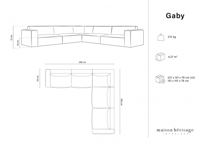 Coltar simetric Gaby cu tapiterie din catifea [5]