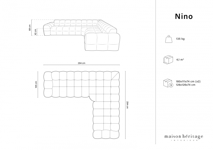 Coltar simetric Nino cu 5 locuri si tapiterie din tesatura structurala [5]