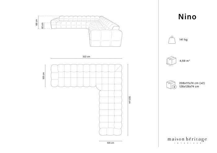 Coltar simetric Nino cu 7 locuri si tapiterie din tesatura structurala [5]