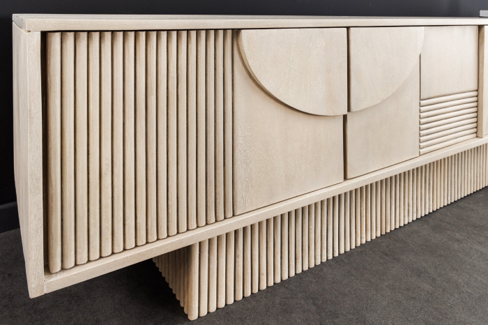 Comada TV ART DECO 200 cm, lemn de mango 3D, vopsit în alb [8]
