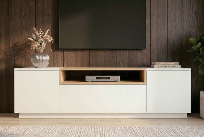 Comodă TV LOFT 160 cm alb natural [4]