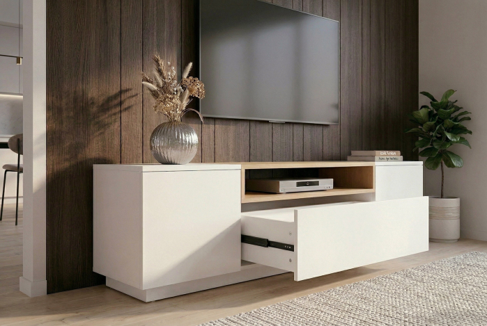 Comodă TV LOFT 160 cm alb natural [9]