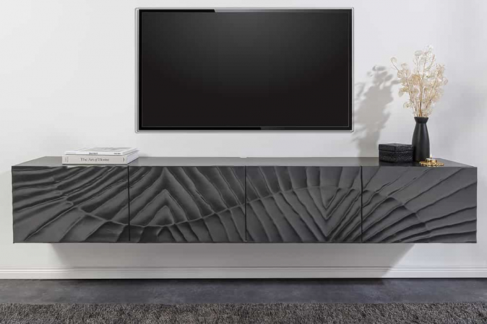 Comoda TV SCORPION 200 cm 3D suspendată, din lemn de mango negru [4]