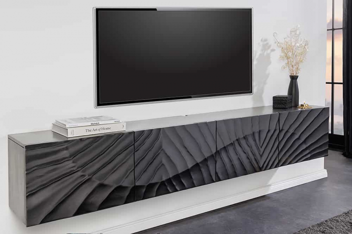 Comoda TV SCORPION 200 cm 3D suspendată, din lemn de mango negru [3]