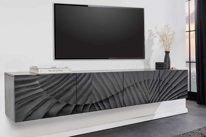 Comoda TV SCORPION 200 cm 3D suspendată, din lemn de mango negru [2]