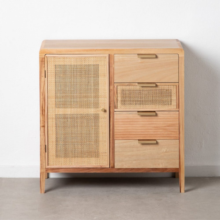 Comodă Honey din lemn de paulownia și ratan 80 X 30 X 107 CM [3]