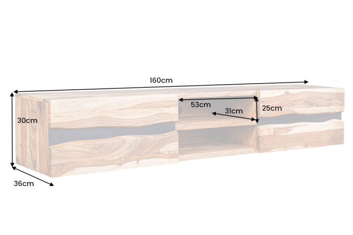 Comoda TV AMAZONAS suspendata din lemn sheesam, 160 cm [6]