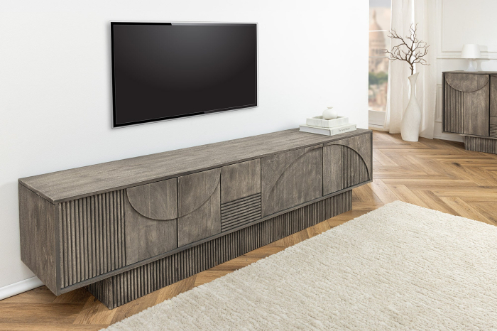 Comoda TV ART DECO din lemn de mango gri, 200 cm [2]