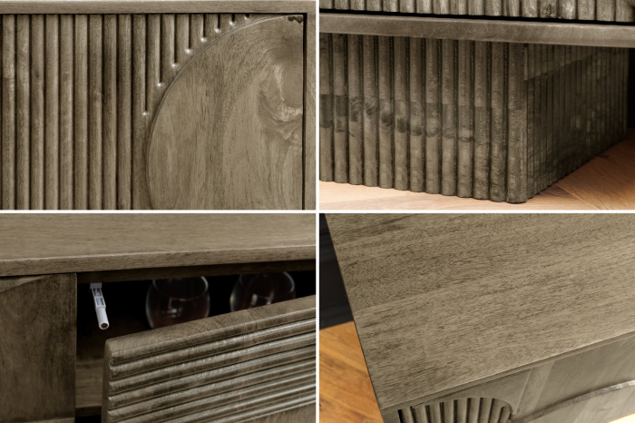 Comoda TV ART DECO din lemn de mango gri, 200 cm [10]