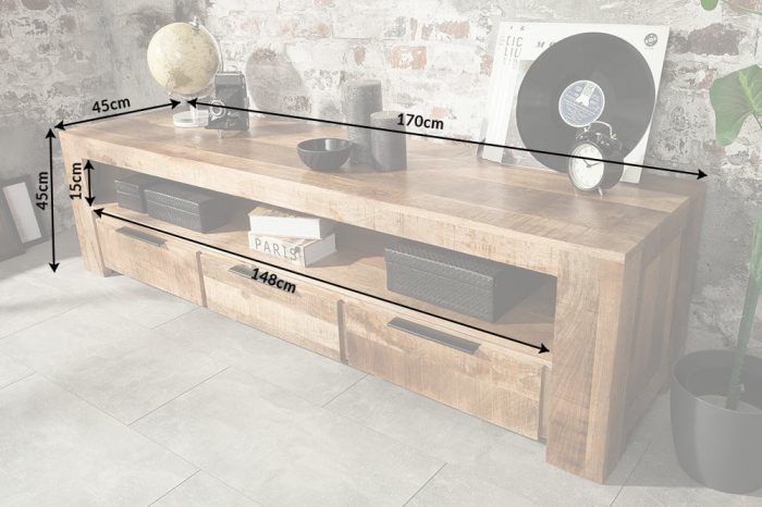 Comodă TV din lemn de mango Iron Craft 170 cm [12]