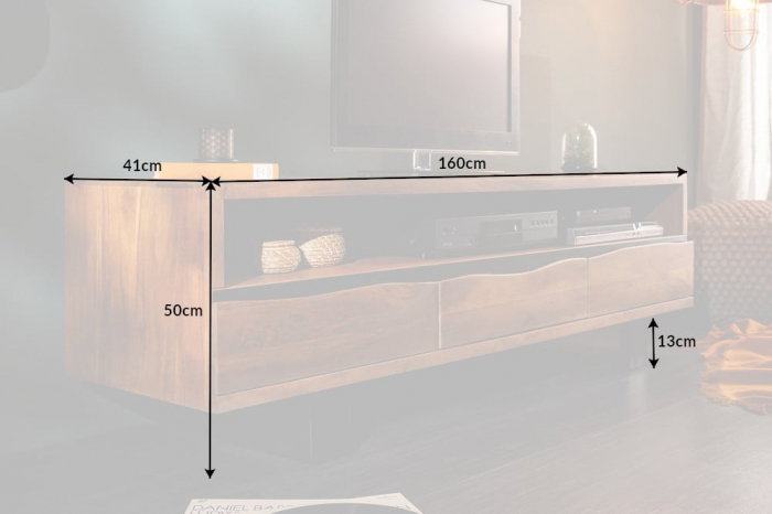 Comodă TV din lemn de salcâm maro/negru Mammut 160 cm [13]