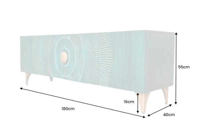 Comoda TV GOLDEN SUNSET 180 cm 3D din lemn de mango, turcoaz [14]