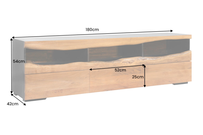 Comoda TV GRAND ACACIA 180 cm din lemn de salcâm cu margini naturale, cu iluminare LED controlată de la distanță [7]