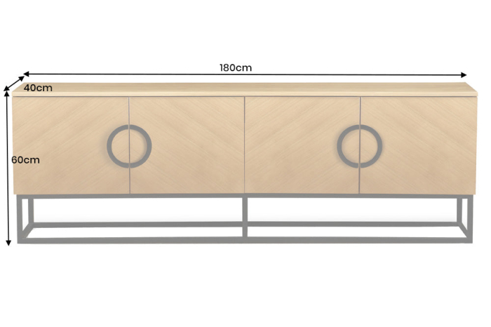 Comoda TV GRANDEZZA din lemn de steja si metal, 180 cm [10]