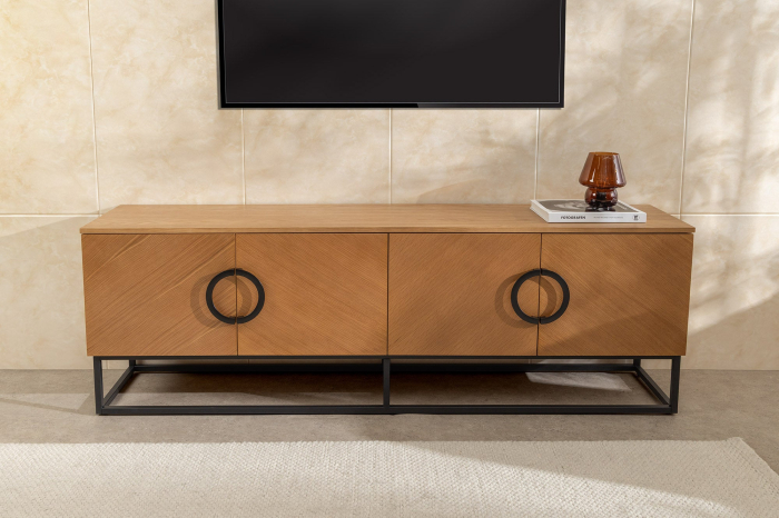 Comoda TV GRANDEZZA din lemn de steja si metal, 180 cm [3]