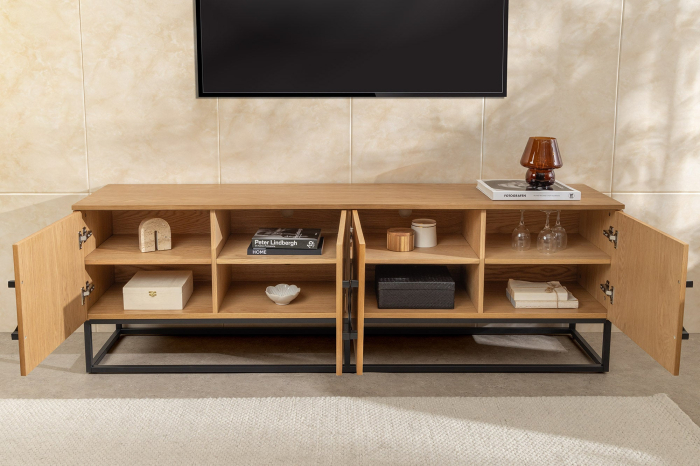 Comoda TV GRANDEZZA din lemn de steja si metal, 180 cm [4]