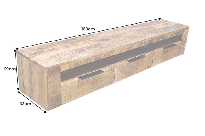 Comoda TV IRON CRAFT 160 cm suspendată din lemn de mango natural [7]