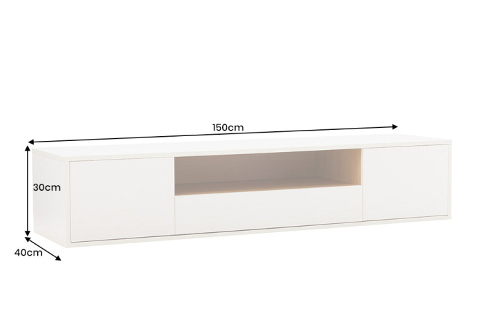 Comoda TV LOFT 150 cm suspendat, alb natural [15]
