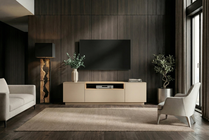Comodă TV LOFT 160 cm, culoare gri-bej natural [4]