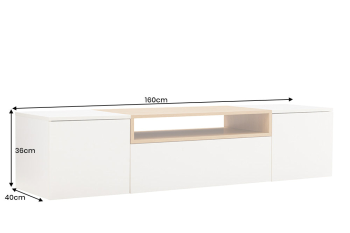 Comoda TV LOFT 160 cm suspendat, alb natural [17]