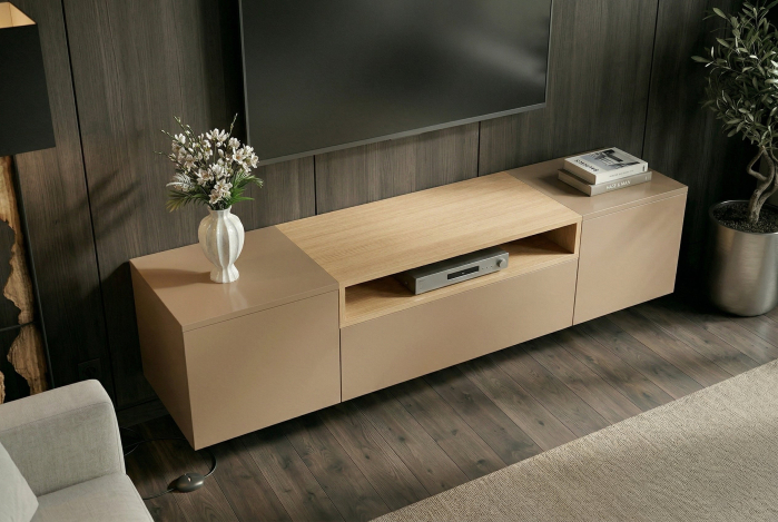 Comoda TV LOFT 160 cm suspendat, culoare gri-bej natural [6]