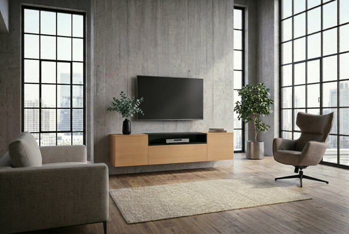 Comoda TV LOFT 160 cm suspendat, negru natural [7]