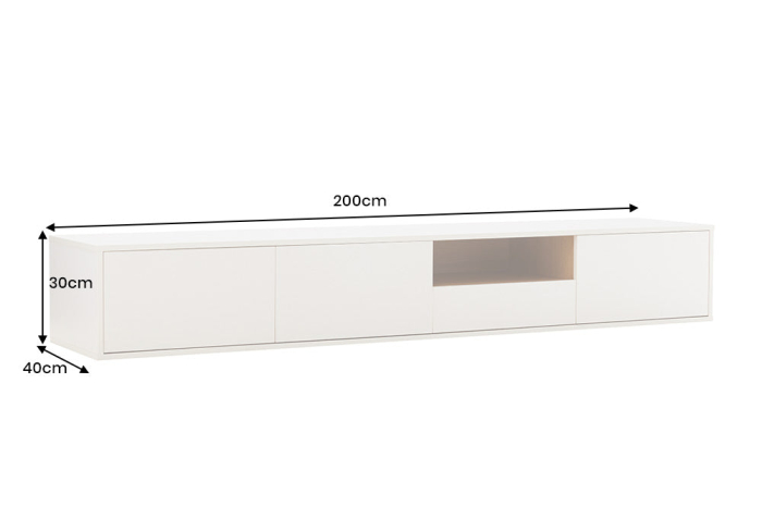 Comoda TV LOFT 200 cm suspendat, alb natural [16]