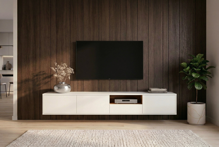 Comoda TV LOFT 200 cm suspendat, alb natural [4]