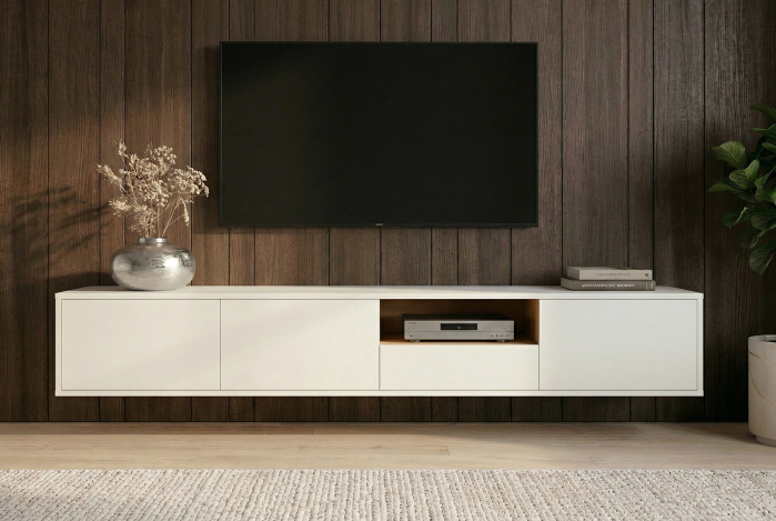 Comoda TV LOFT 200 cm suspendat, alb natural [3]