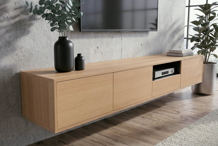 Comoda TV LOFT 200 cm suspendat, negru natural [7]