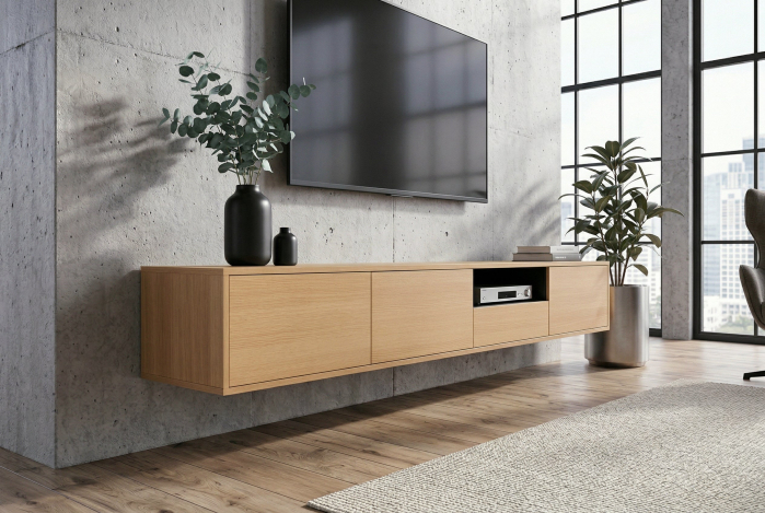 Comoda TV LOFT 200 cm suspendat, negru natural [6]