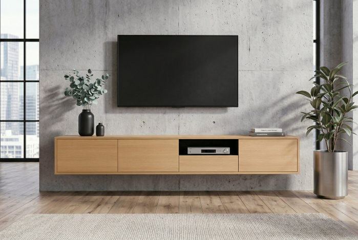 Comoda TV LOFT 200 cm suspendat, negru natural [3]