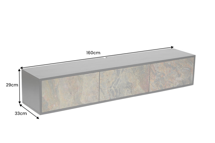 Comoda TV MOUNTAIN SOUL suspendata din salcam cu aspect de piatra, 160 cm [8]