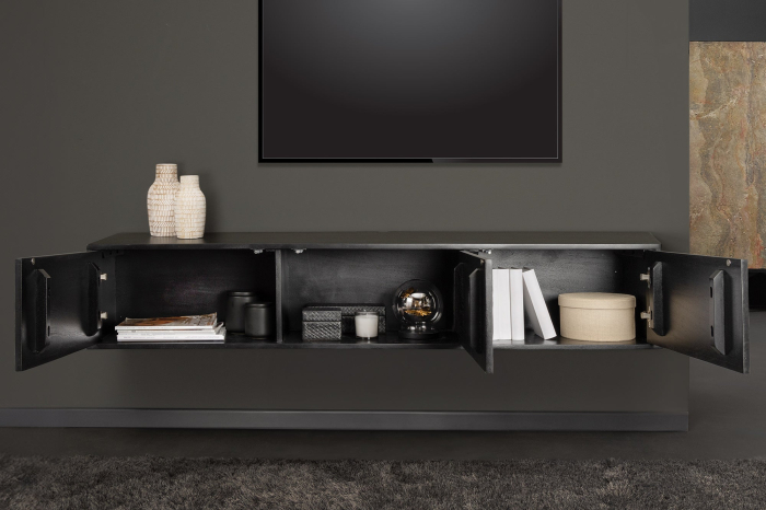 Comoda TV MOUNTAIN SOUL suspendata din salcam cu aspect de piatra, 160 cm [7]