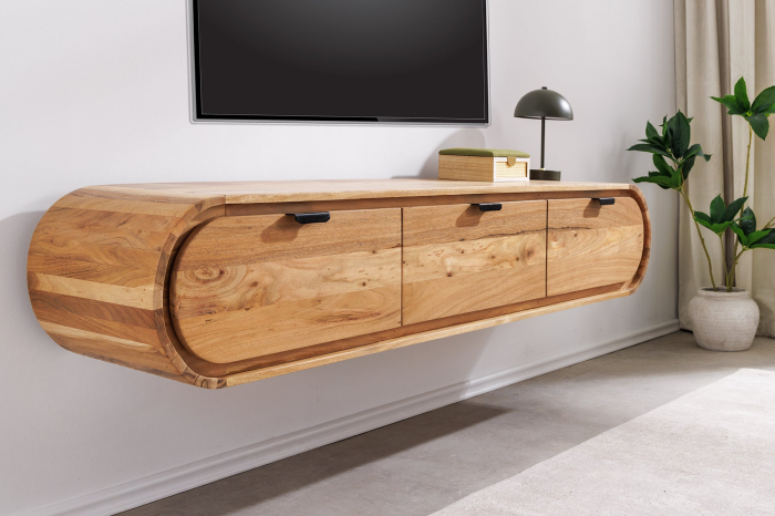 Comoda TV ORGANIC 160 cm suspendat din lemn de salcâm natural [3]