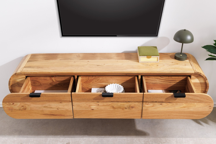 Comoda TV ORGANIC 160 cm suspendat din lemn de salcâm natural [5]