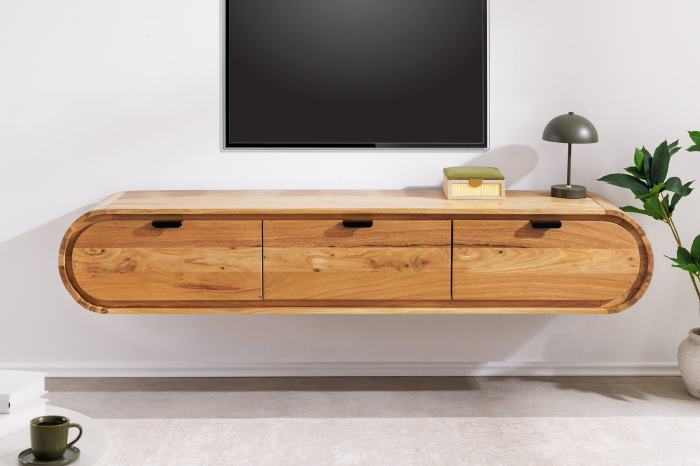 Comoda TV ORGANIC 160 cm suspendat din lemn de salcâm natural [4]