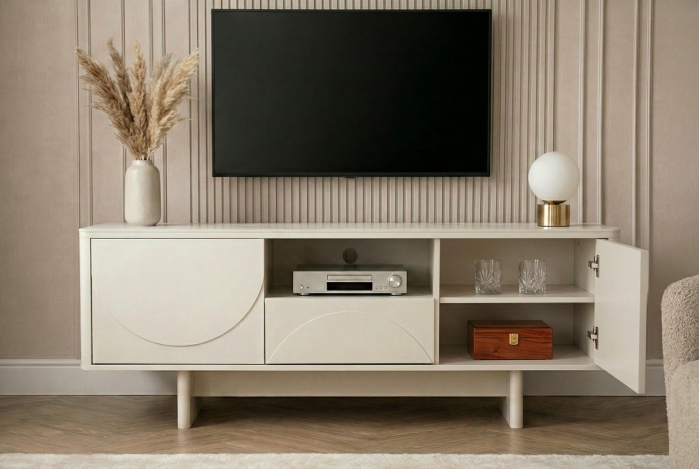 Comoda TV SAVOY 150 cm 3D cu blat din ceramică imitație de marmură albă [6]