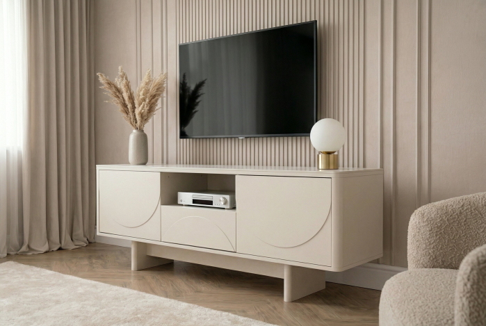 Comoda TV SAVOY 150 cm 3D cu blat din ceramică imitație de marmură albă [4]